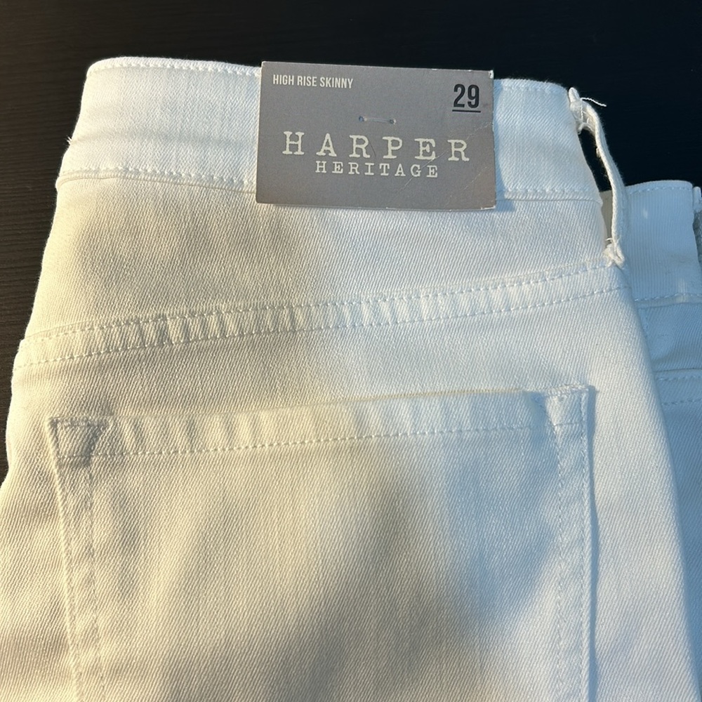 HARPER HERITAGE WOMENS HIGH RISE SKINNY PANTS WHITE NEW SIZE 29 - Picture 6 of 12